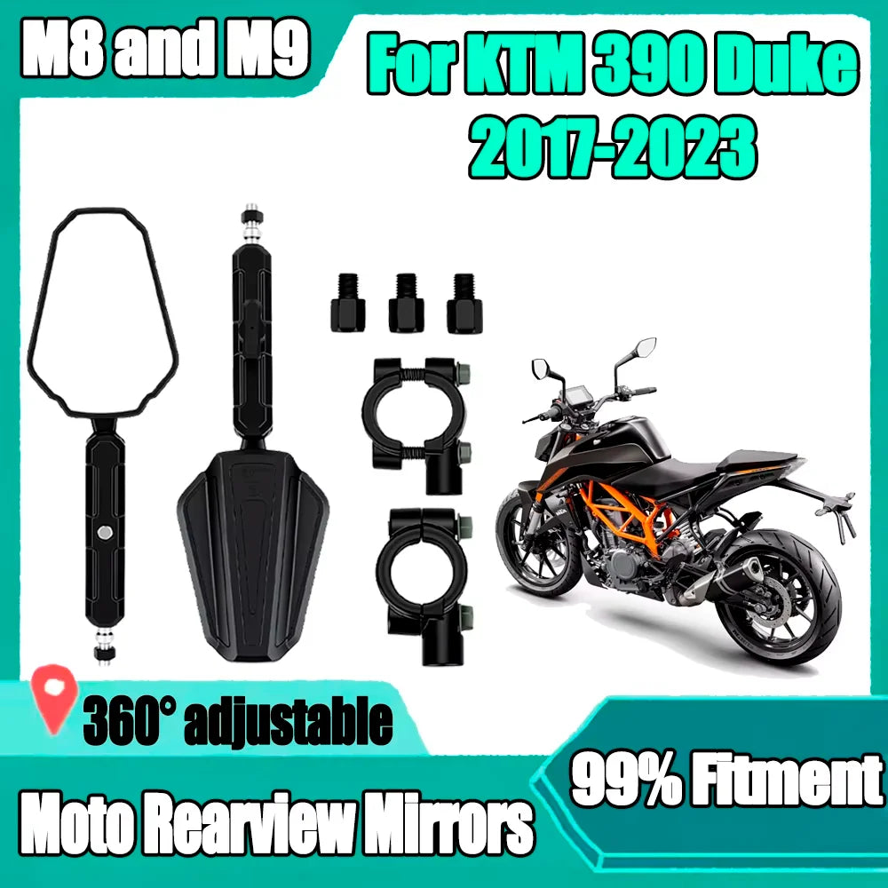 1 Pair Motorcycle Rearview Mirrors Off Road Wide Side Mirror With Screw For KTM 390 Duke 2