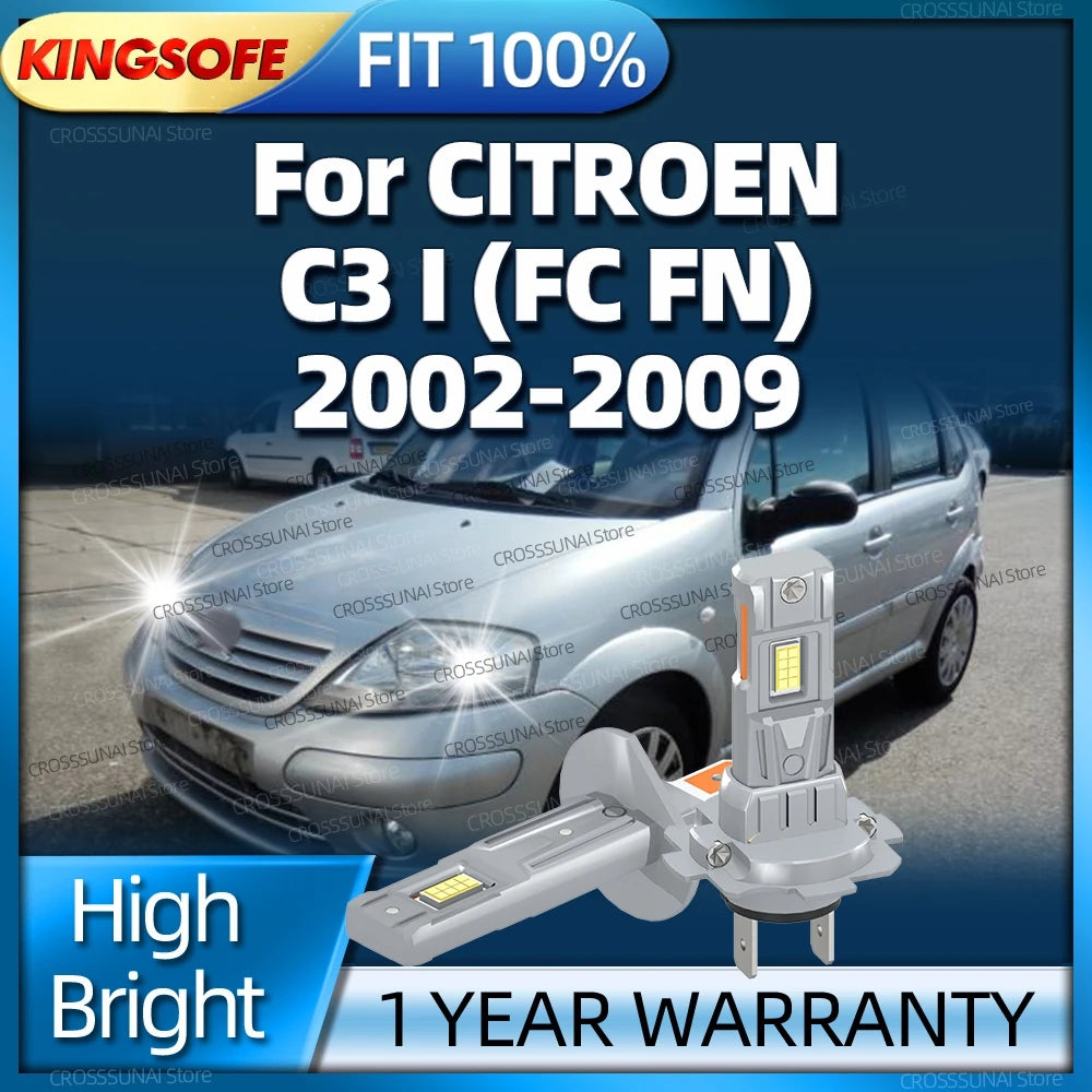 2/4Pcs Led Canbus Headlights 30000LM Auto Lamp 6000K White For CITROEN C3 I FC FN 2002 200