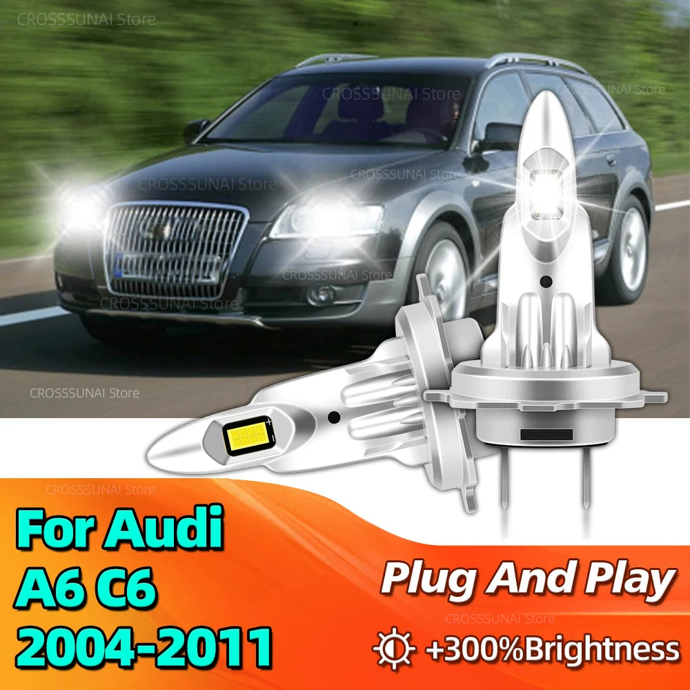 2x High Power Led Headlight Canbus Car Bulb 6000K Lamp 180W Wireless For Audi A6 C6 2004 2