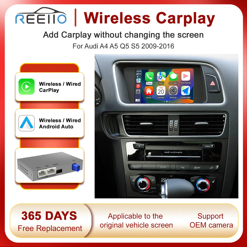 Wireless Carplay Android Auto for Audi A4 B8 A5 Q5 2009-2015 ,Support AirPlay Bluetooth Mi