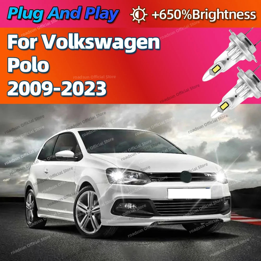 2/4Pcs High Power Headlight CSP Chips LED Lights Bulbs 160W For Volkswagen Polo 2009-2023