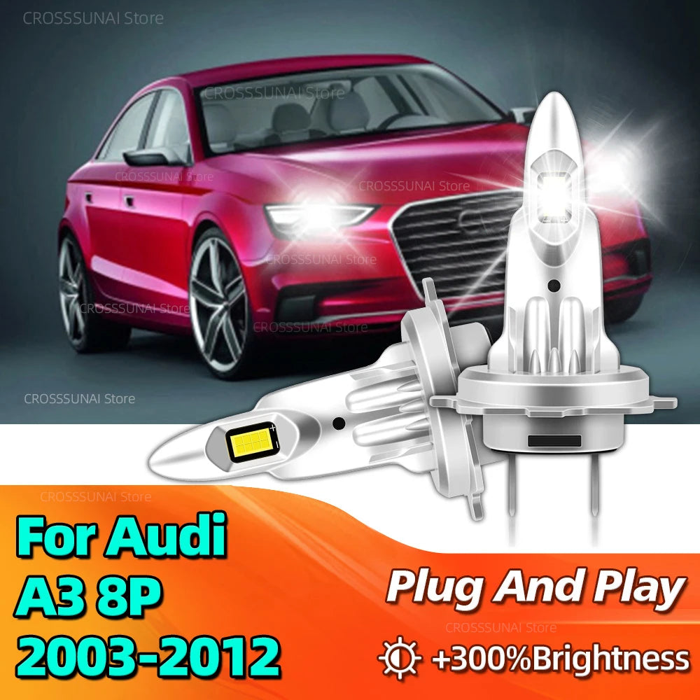 Led Bulb Without Fan Headlight 180W 6000K Plug and Play Car Lamp For Audi A3 8P 2003 2004
