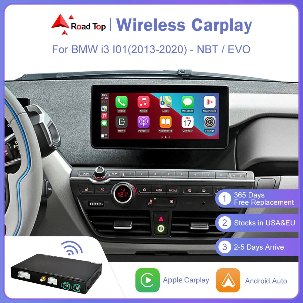 Road Top Wireless CarPlay for BMW i3 I01 NBT EVO System 2013-2020 Android Auto Mirror Link | AUTOKITSHOP