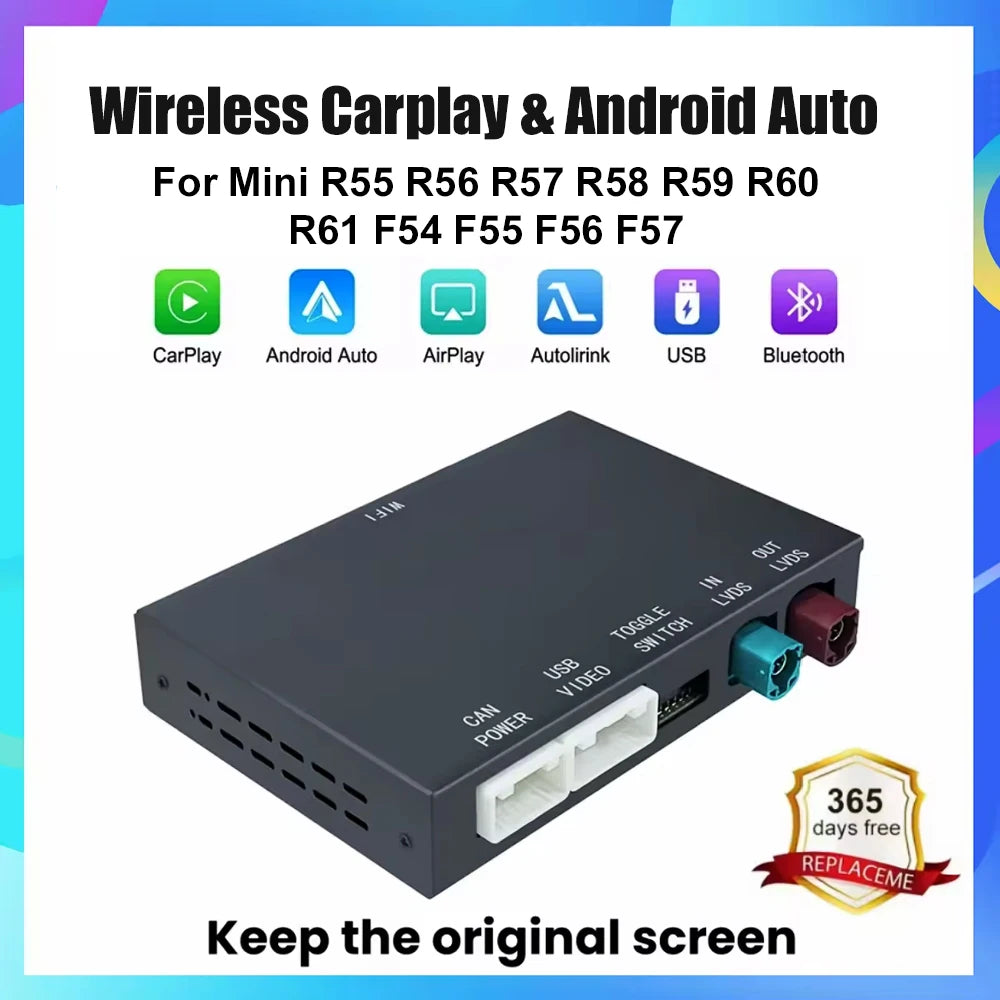 AUTOABC Wireless CarPlay Android Auto for Mini R55 R56 R57 R58 R59 R60 R61 F54 F55 F56 F57