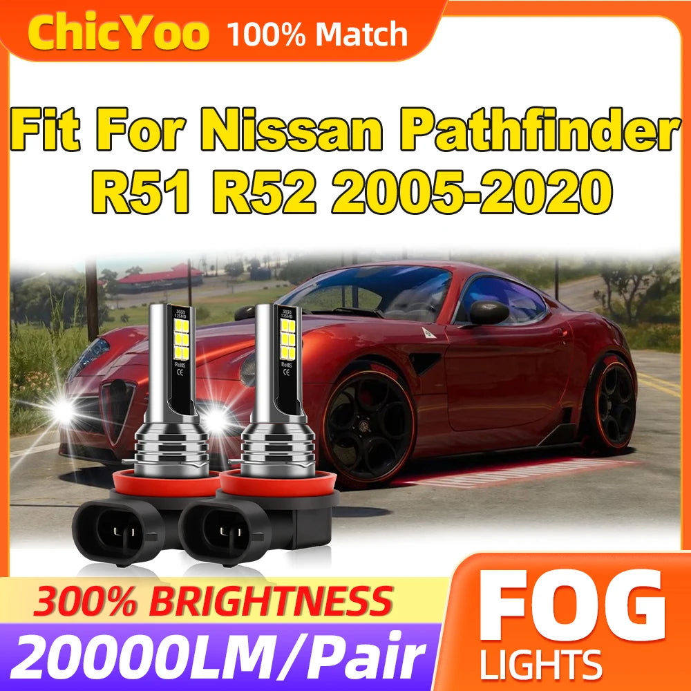 60W Canbus LED Fog Lights 20000LM Fog Lamps 6000K 12V Fit For Nissan Pathfinder R51 R52 20