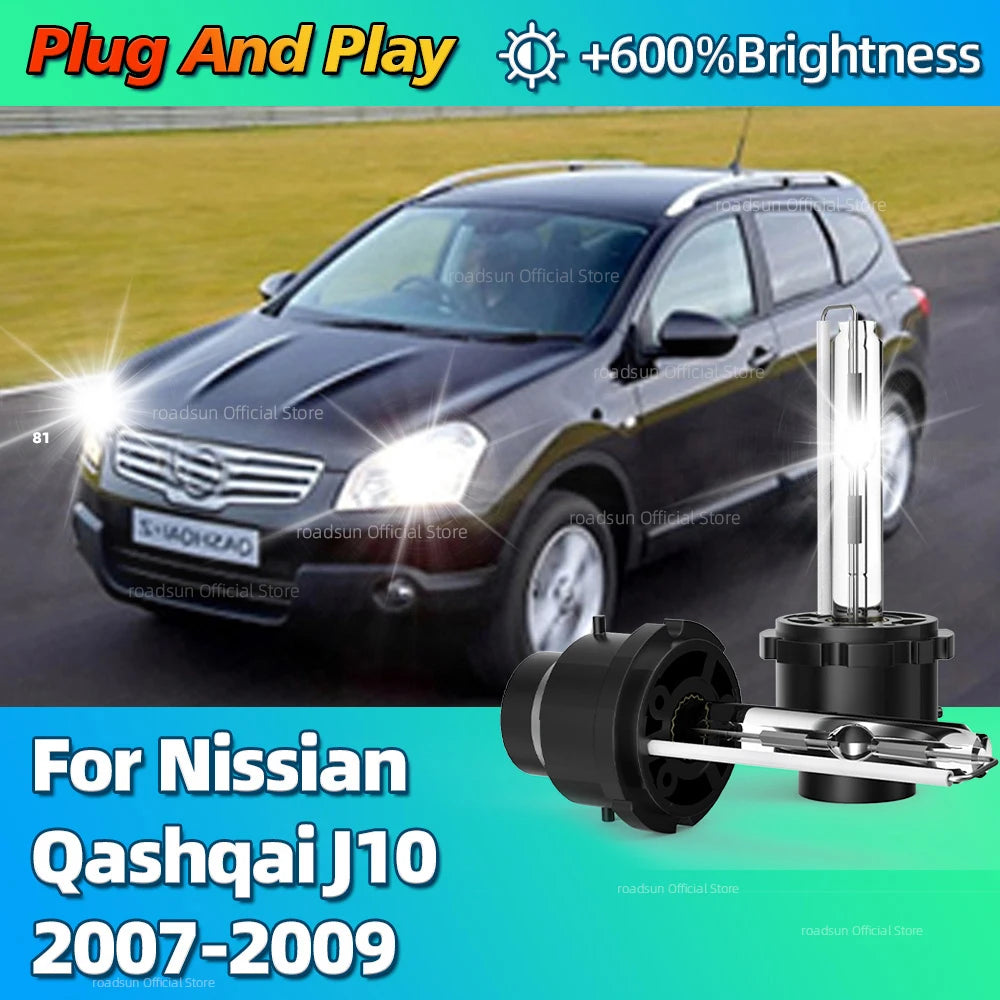 6000K HID Bulb Xenon Headlight 35W Car Headlamp For Nissian Qashqai J10 2007 2008 2009 Plu