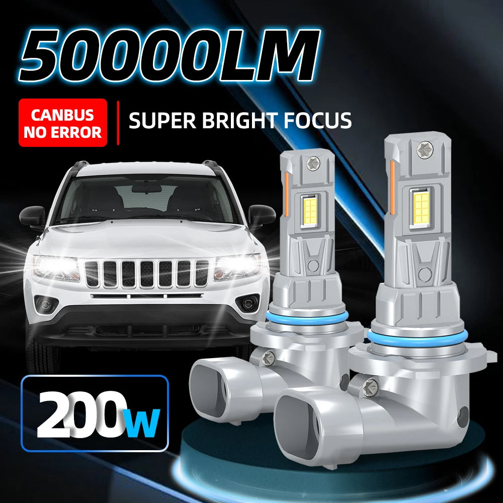 Led Car Lights Canbus 50000LM 200W H4 H1 H7 LED Headlight H8 H11 9005 9006 9012 Motorcycle