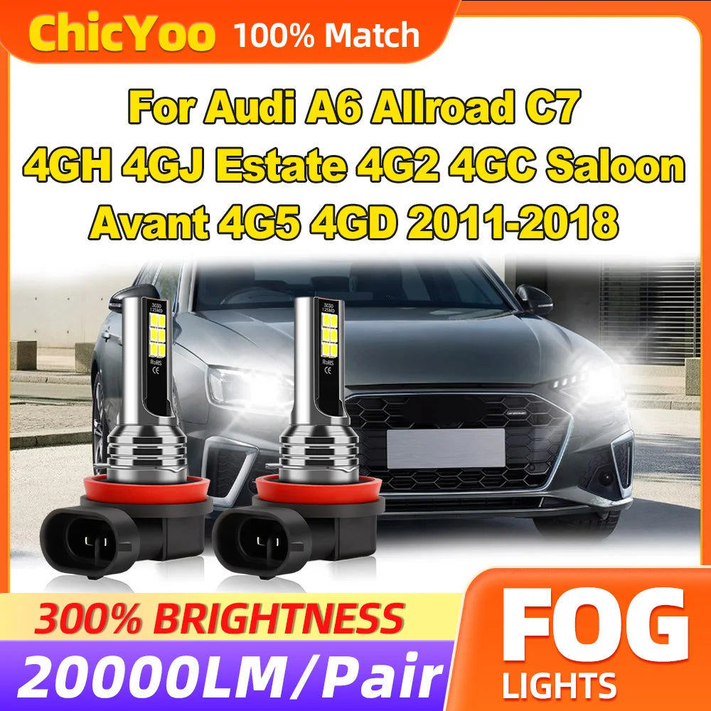 60W Fog Lights 20000LM LED Fog Lamps 12V 6000K For Audi A6 Allroad C7 4GH 4GJ Estate 4G2 4