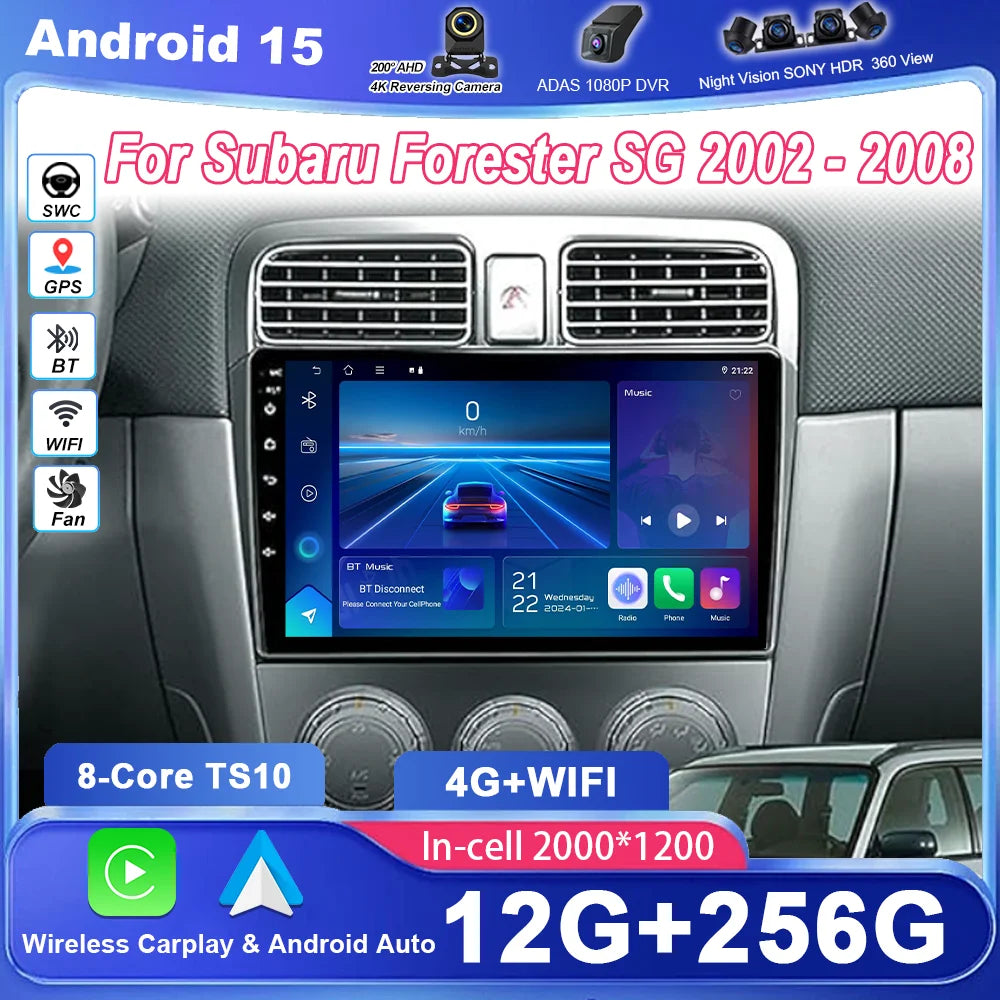 Car Android 15 Radio Stereo For Subaru Forester SG 2002-2008 Auto WIFI Multimedia Player G