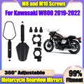 For Kawasaki W800 2019 2020 2021 2022 New 2X Motorcycle Rearview Mirrors Off Road Wide Sid