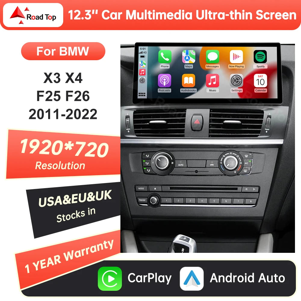12.3 inch Linux Screen Car Multimedia Display For BMW X3 X4 F25 F26 2011-2022 CIC NBT EVO  | AUTOKITSHOP