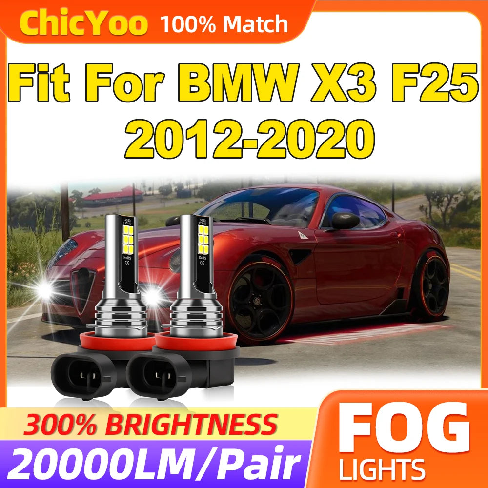 60W CSP Chips H8 H9 H11 LED Fog Lamps 20000LM Fog Lights 6000K White 12V Fit For BMW X3 F2
