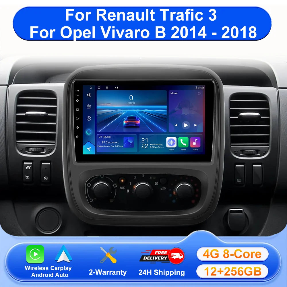 For Renault Trafic 3 For Opel Vivaro B 2014-2018 Android 16 Car Radio Multimedia Video Pla