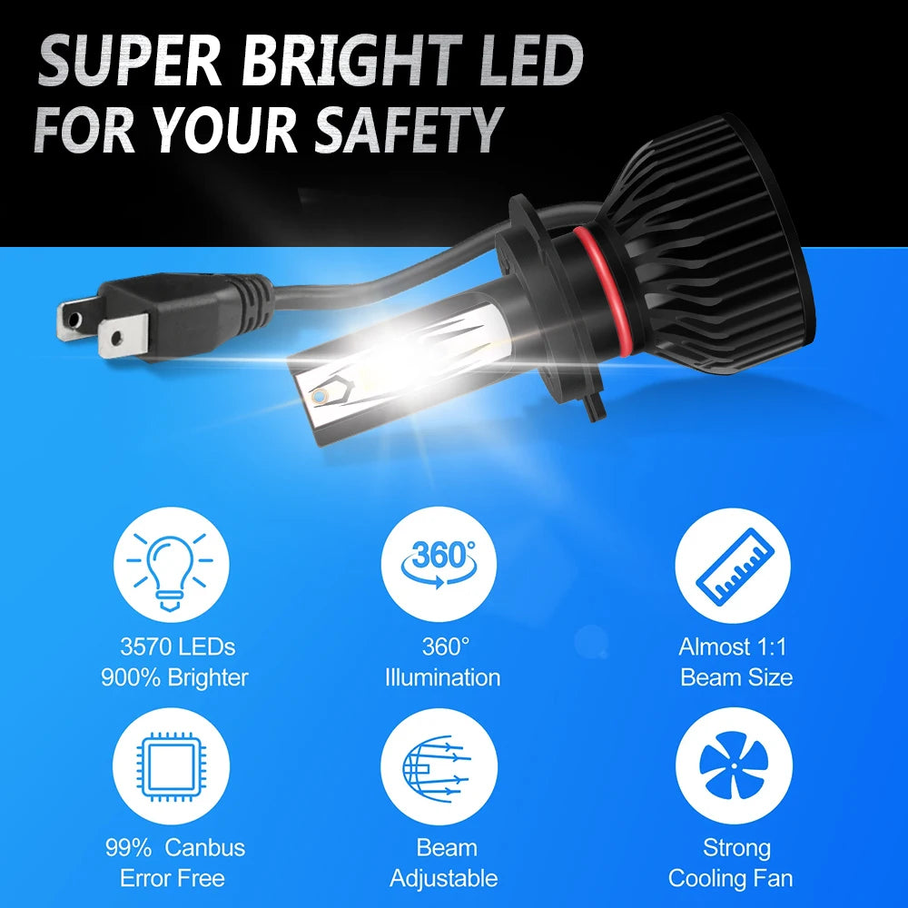 2/4Pcs 30000LM LED Bulb Headlight Auto Diode Lamps Turbo Fan 6000K 12V For VW GOLF V 1K1 1