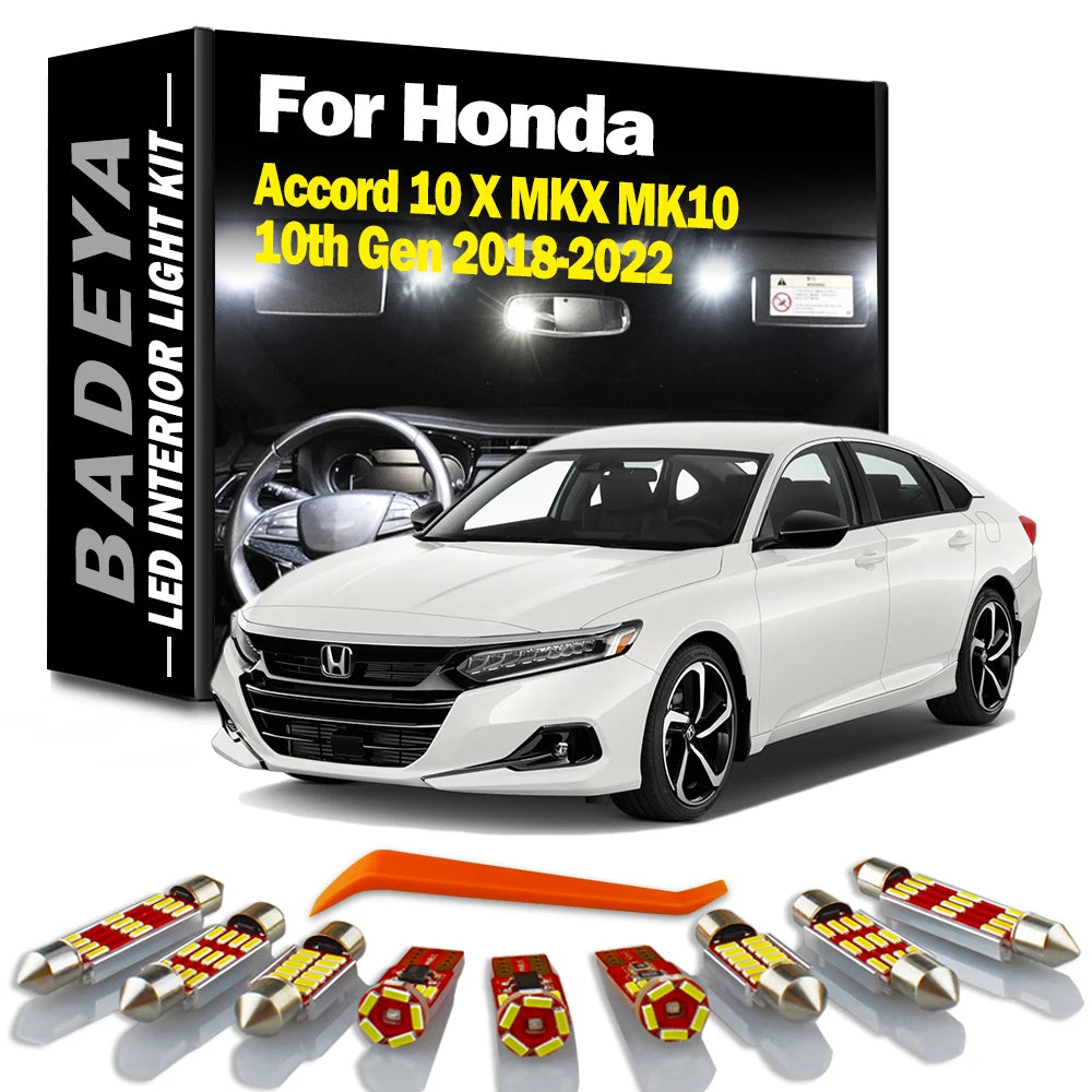 BADEYA 12Pcs LED Interior Map Dome Light Kit For Honda Accord 10 X MKX MK10 10th Gen 2018