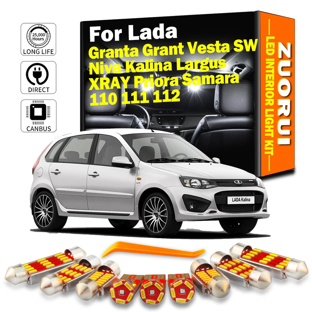 LED Interior Light Kit for Lada Granta Grant Vesta SW Niva Kalina Largus XRAY Priora Samara 110 111 112 Canbus - Canb...