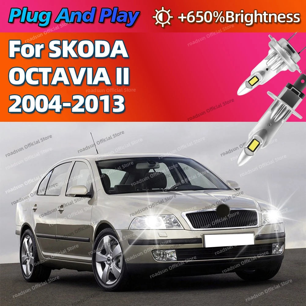 2/4Pcs LED Powerful Car Headlight Bulbs 25000LM Super Bright Auto Lights For SKODA OCTAVIA