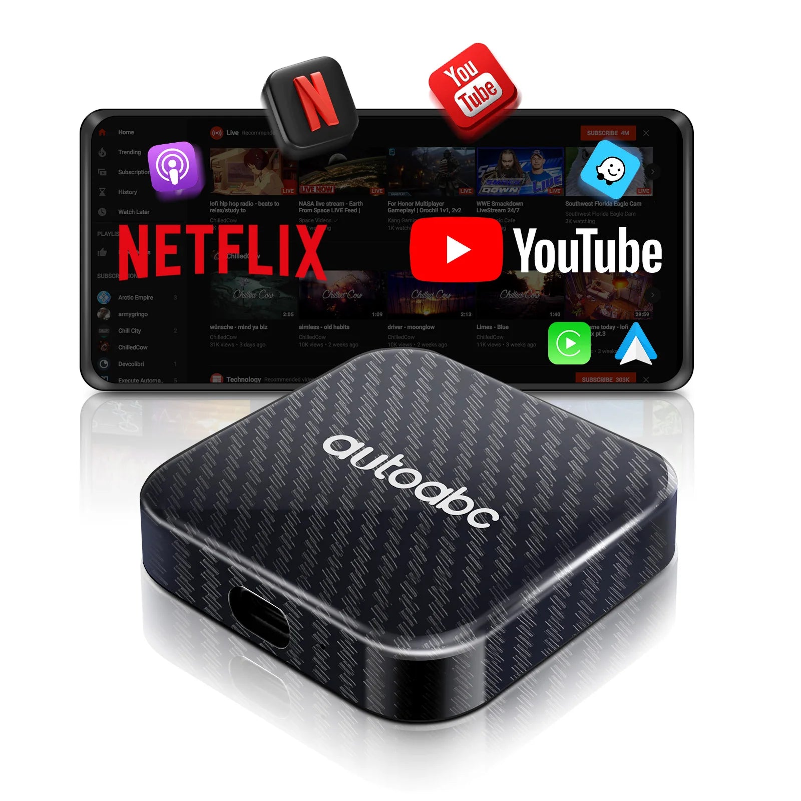 Wireless CarPlay Android Auto AI Box Adapter Built-in Play Store Netflix YouTube Smart Toy | AUTOKITSHOP