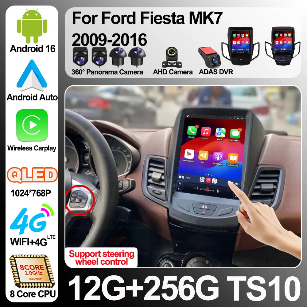 9.7 Inch Android 16 For Ford Fiesta Mk7 2009-2016 Car Radio Multimedia Video Player Naviga | AUTOKITSHOP
