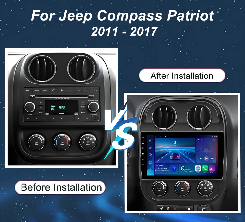 Android 16 Car Radio For Jeep Compass Patriot 2011 - 2017 Auto Radio Stereo Multimidia Pla