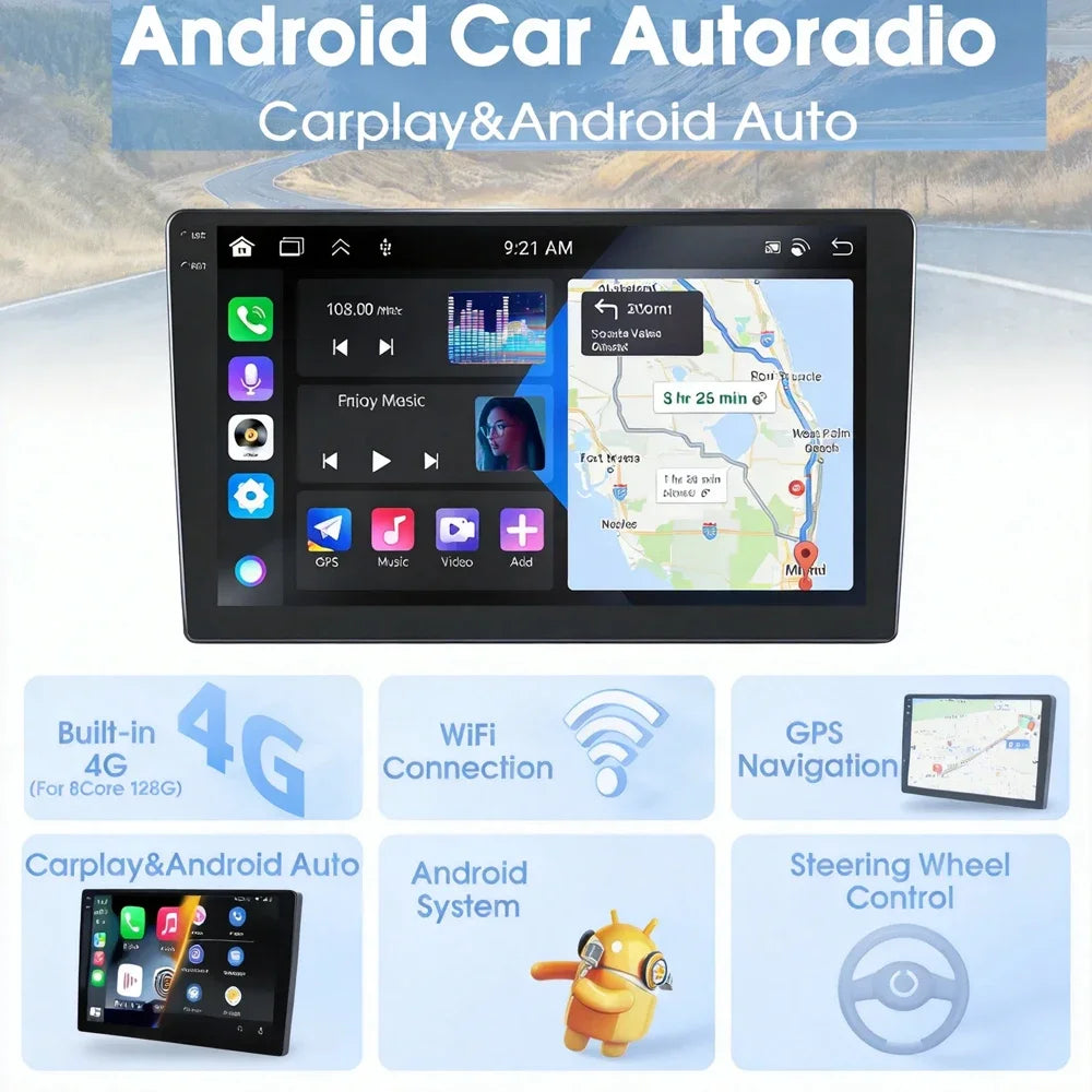 Android 16 Car Radio For Peugeot 206+ 207 207CC 2006 - 2015 Multimedia Video Player Carpla