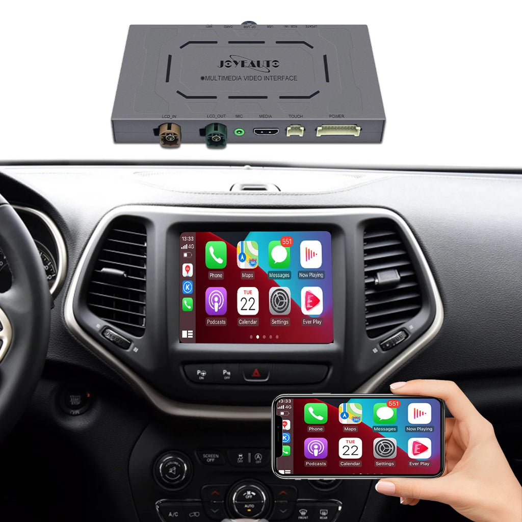 Wireless CarPlay Retrofit Kit Decoder for Jeep Grand Cherokee Commander Compass Uconnect 8.4 2014-2020 - Android Auto &