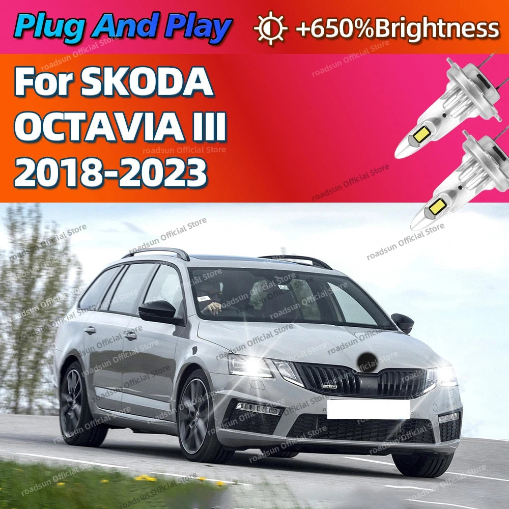 2/4Pcs High Power Car Headlight LED Lights Bulbs 160W Plug and Play For SKODA OCTAVIA III
