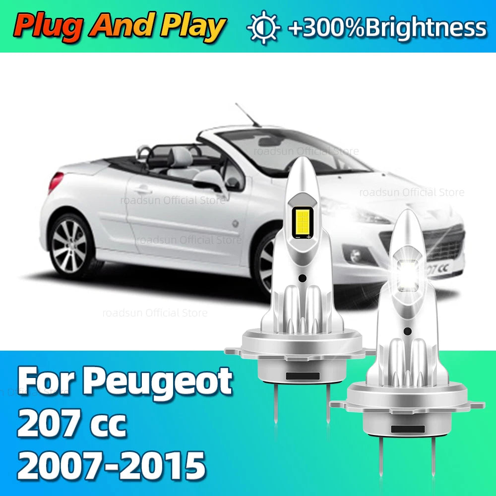 LED CANBUS Lights 30000Lm Mini Lamp CSP Wireless Car Headlight Bulbs For Peugeot 207 cc 20
