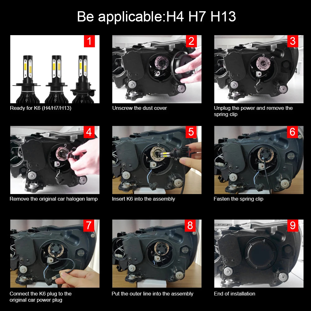 28000LM 200W H4 Canbus Led Headlight 9005/HB3 9006/HB4 H7 H11 H13 9007 Car LED Bulbs 6000K