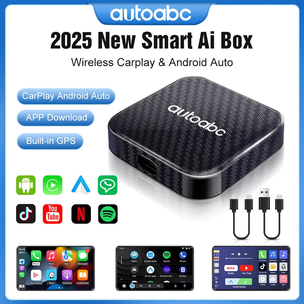 Wireless CarPlay Android Auto AI Box Adapter Built-in Play Store Netflix YouTube Smart Toy | AUTOKITSHOP