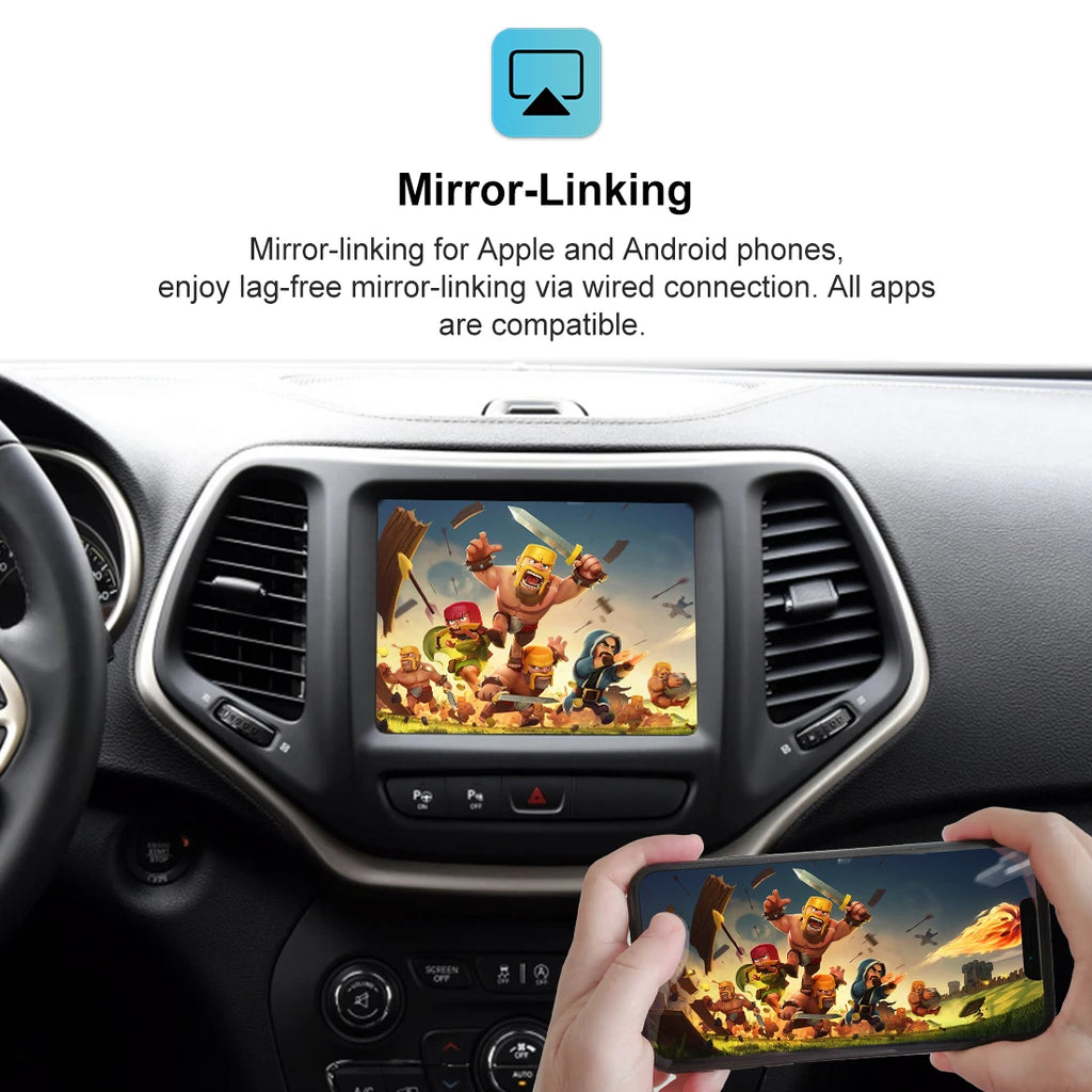 Wireless CarPlay Retrofit Kit Decoder for Jeep Grand Cherokee Commander Compass Uconnect 8.4 2014-2020 - Android Auto &