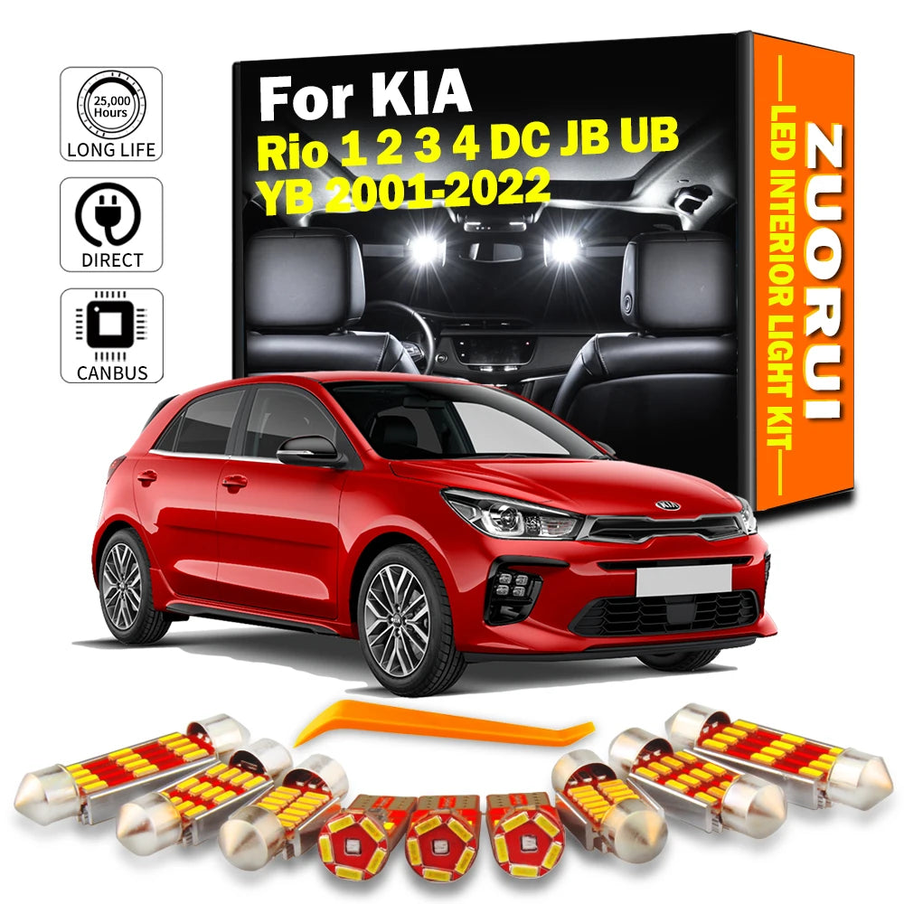 LED Interior Light Kit for KIA Rio 1 2 3 4 DC JB UB YB 2001- 2018 - Canbus Dome Map Door Trunk Bulbs | AUTOKITSHOP