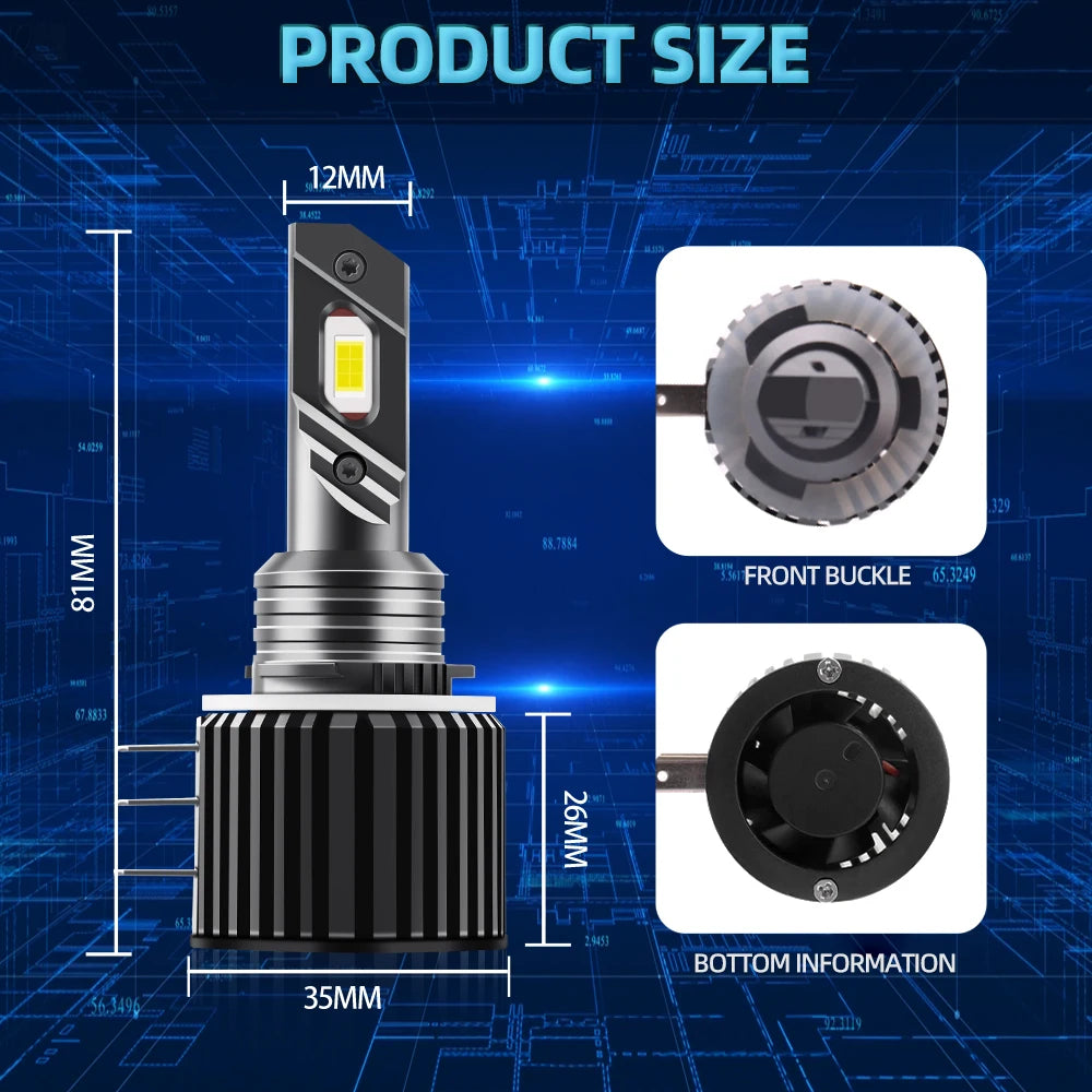 2X H15 LED Headlights High Beam/DRL Day Running Light 3570 CSP Chips 40000LM 150W Plug and