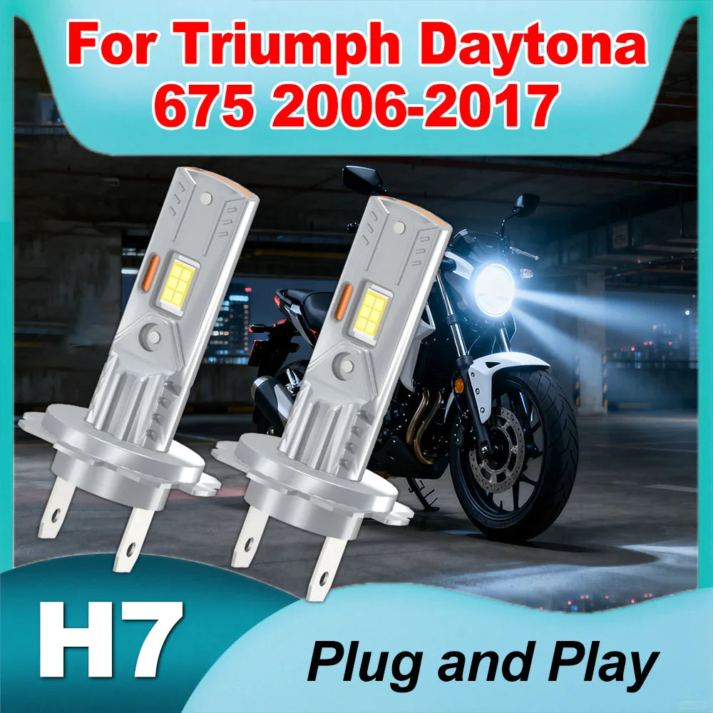 H7 Motorcycle Headlight Bulb 22000LM Super Bright For Triumph Daytona 675 2006-2015 2016 2