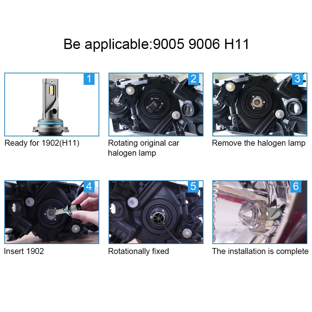 Canbus No Error 9005 LED Car Headlights 120W 28000LM 6000K White Auto Headlamps 12V For Va