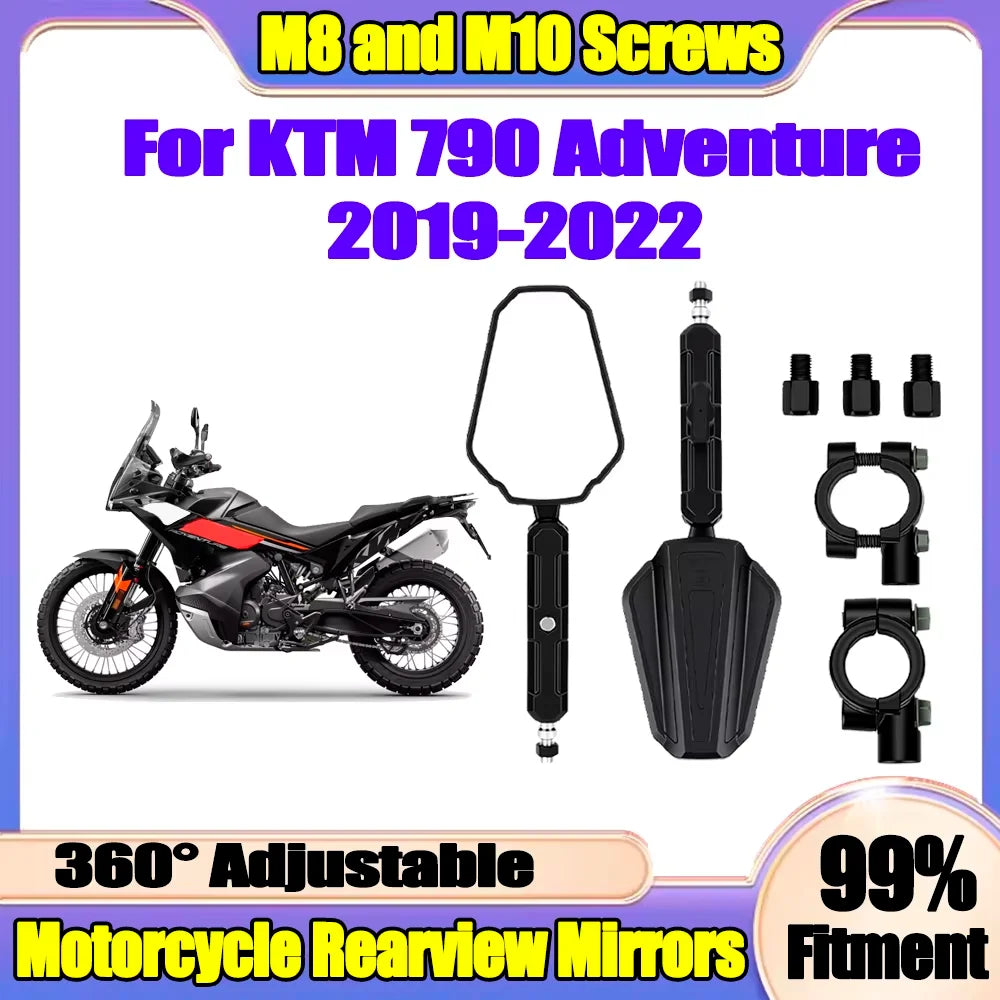 1 Pair New Moto Rearview Mirrors Off Road Wide Side Mirror With Screw For KTM 790 Adventur