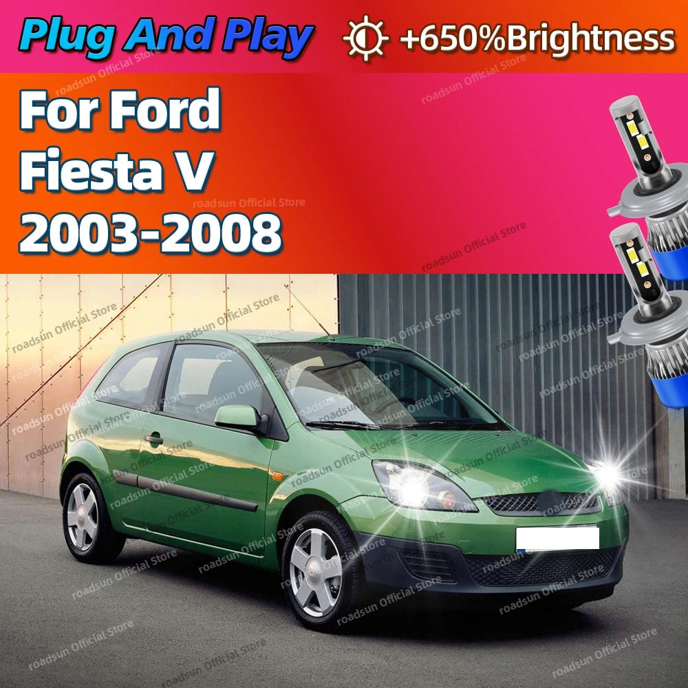 H4 LED Bulb Turbo Headlight 30000LM Powerful Best Car Lamp with Fan For Ford Fiesta V 2003