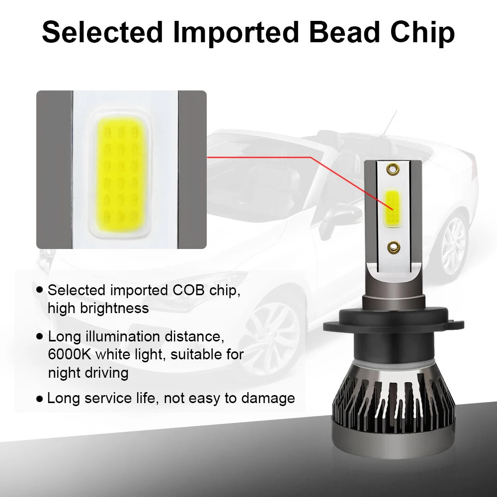 H11 Car Headlight H4 300W 30000LM LED Bulb 9006 9005 H7 6000K COB H1 HB3 HB4 H8 H9 Fog Lig