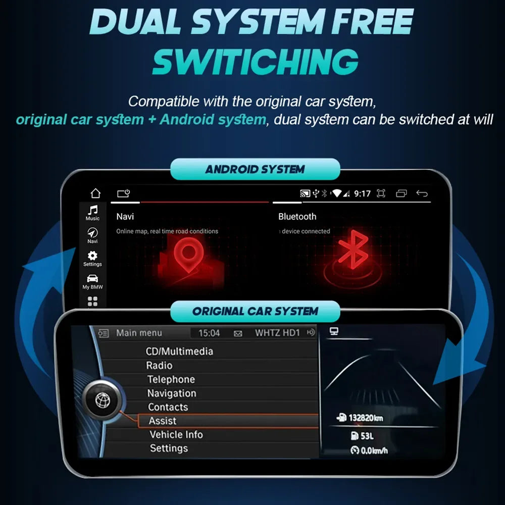 Wireless Carplay Android 14 Auto For BMW 1 2 3 4 Series F20 F21 F22 F30 F31 F32 F33 F34 F3
