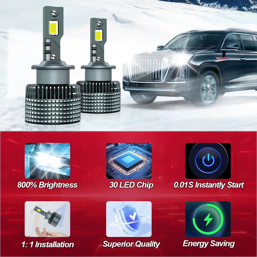 D1S D3S LED Headlights 1:1 Car Lamp 2 Copper Tube D2S D4S D1R D2R D3R Turbo 40000LM Auto B