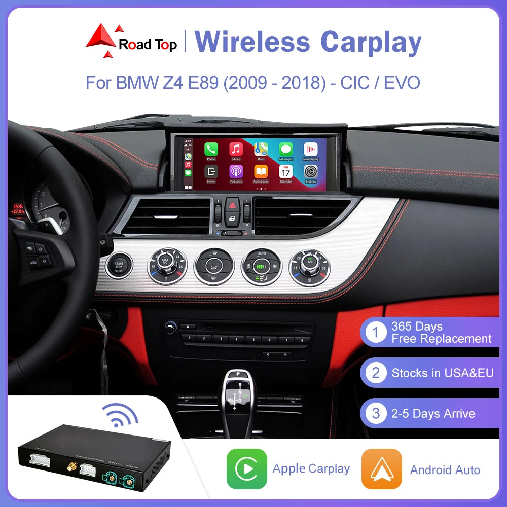 Road Top Wireless CarPlay for BMW Z4 E89 2009-2018,Android Auto Mirror Link AirPlay Camera | AUTOKITSHOP