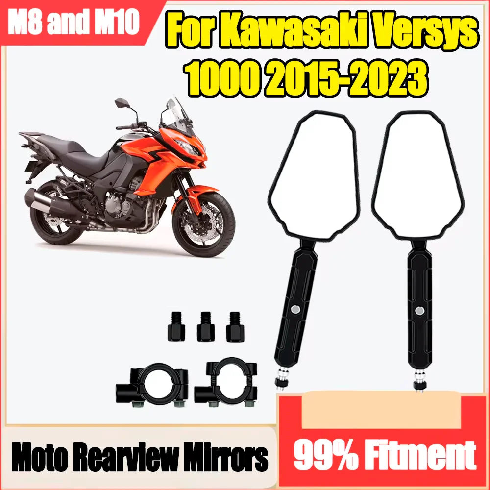 1 Pair New Motorcycle Rearview Mirrors Off Road Wide Side Mirror With Screw 360° Adjustabl