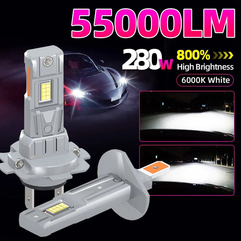 H7 LED Headlight Bulb H4 H11 Mini Wireless 55000LM 6000K CSP for Car Headlamp 9005 HB3 900