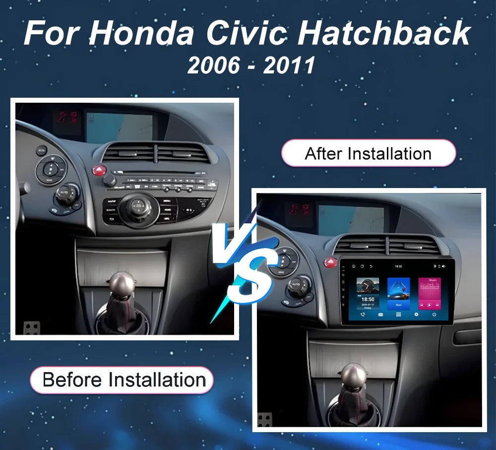 Car Android 16 Radio Stereo For Honda Civic Hatchback 2006-2011 Auto Multimedia Player GPS