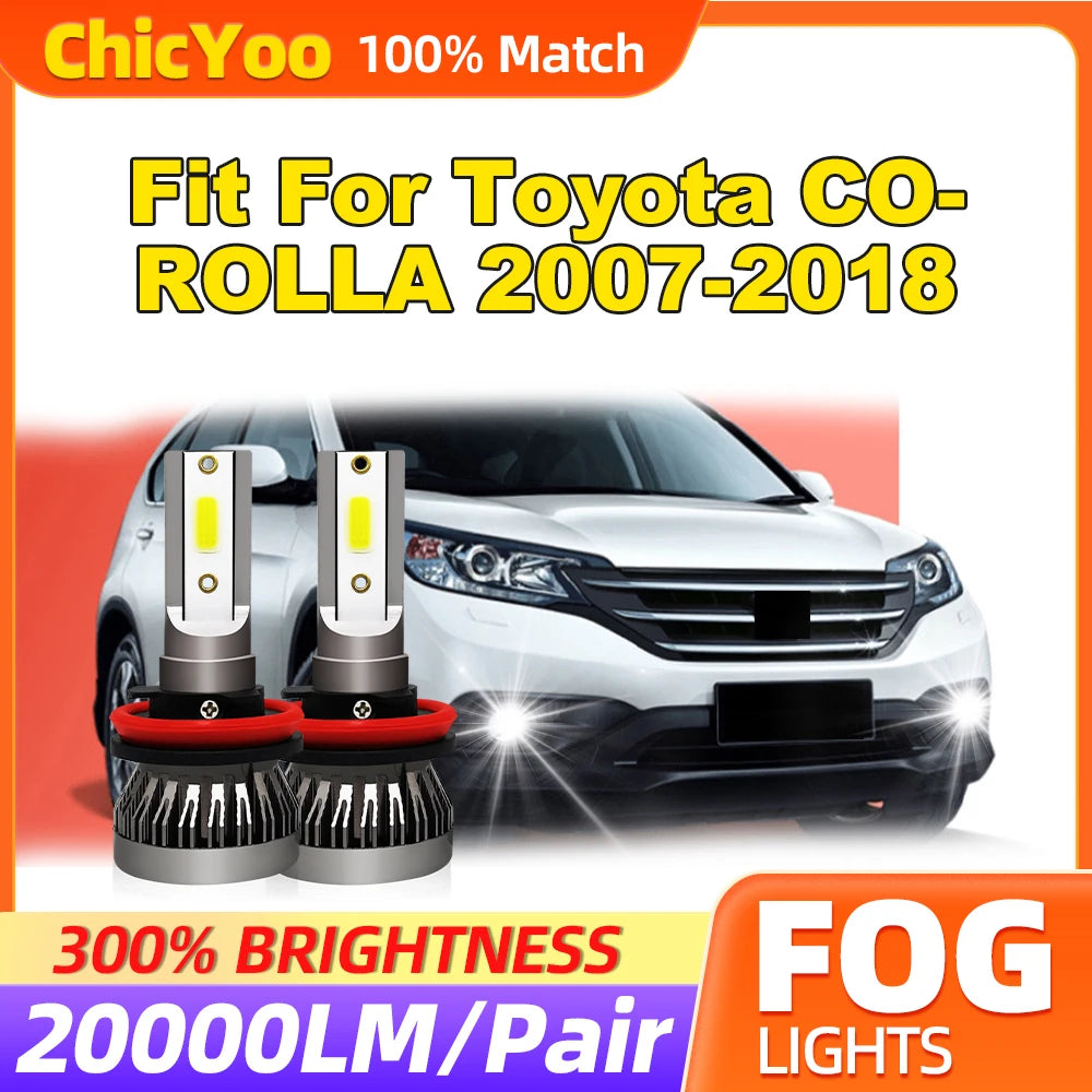 Fit For Toyota COROLLA 2007-2014 2015 2016 2017 2018 20000LM Auto Fog Lamps 60W Canbus Fog