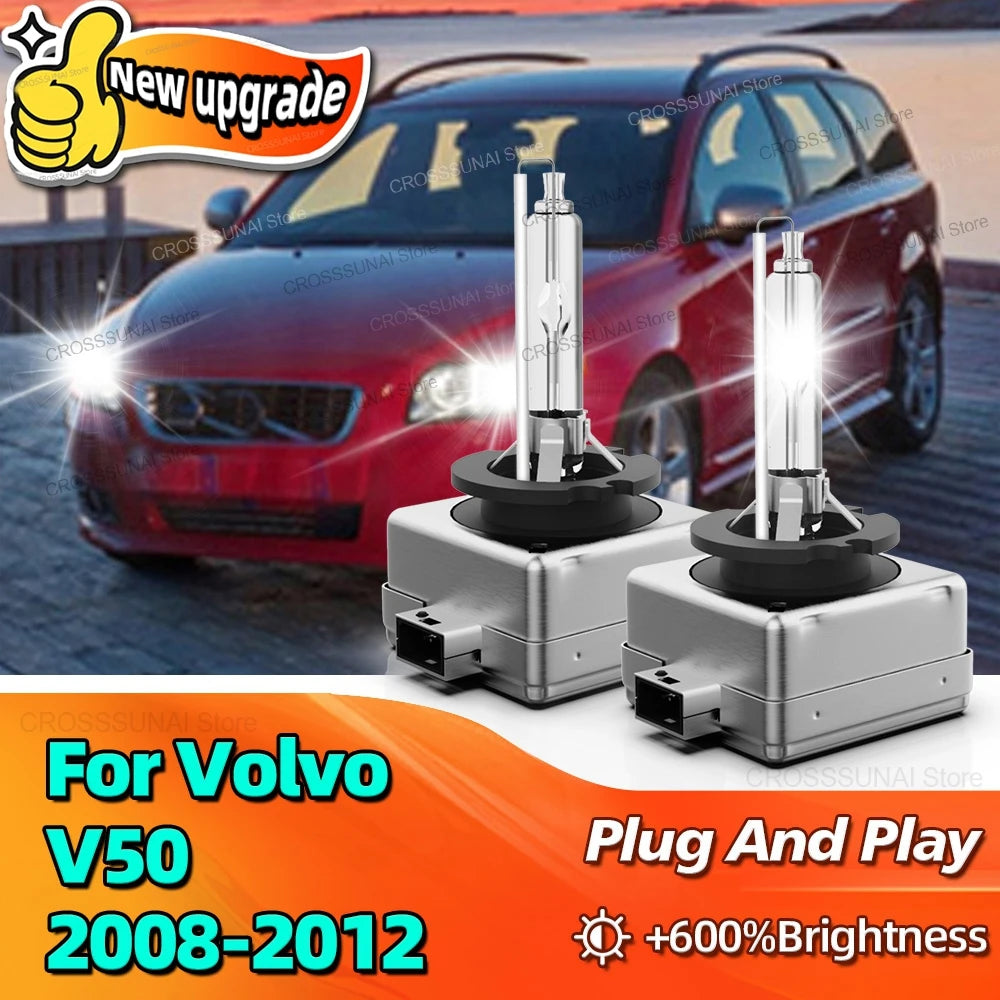 12V 35W HID Bulb 10000LM Bright Xenon Headlight D1S Car Lamp 6000K For Volvo V50 2008 2009
