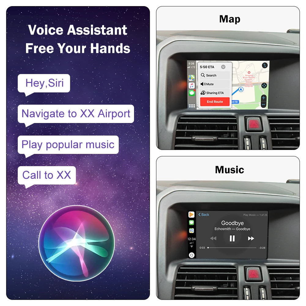 Wireless CarPlay for Volvo V60 XC60 2015-2017 7" LCD Screen Android Auto Mirror Link AirPl | AUTOKITSHOP