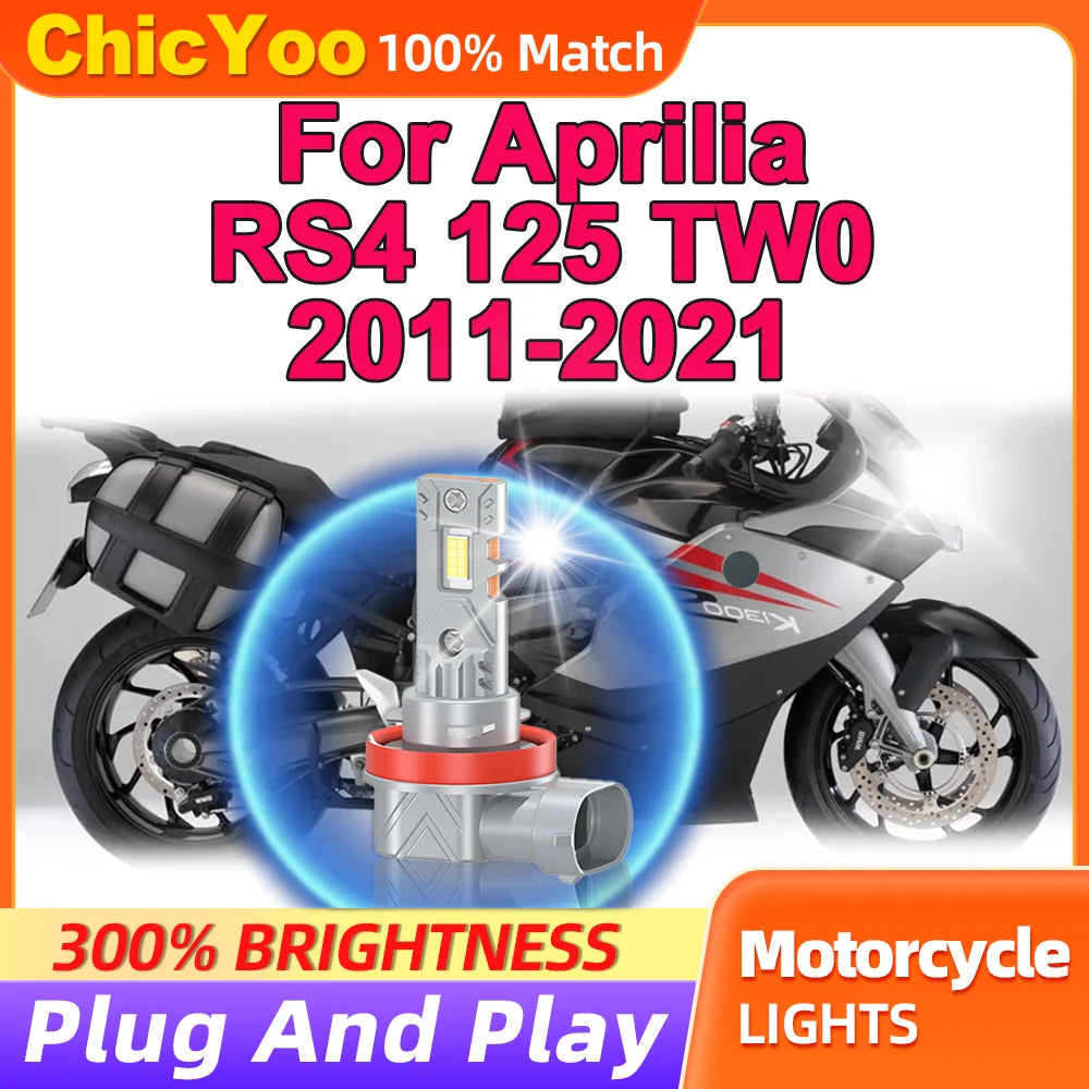 LED Motorcycle Headlight Bulb 6000K Super Bright Plug And Play Moto Light 12V For Aprilia