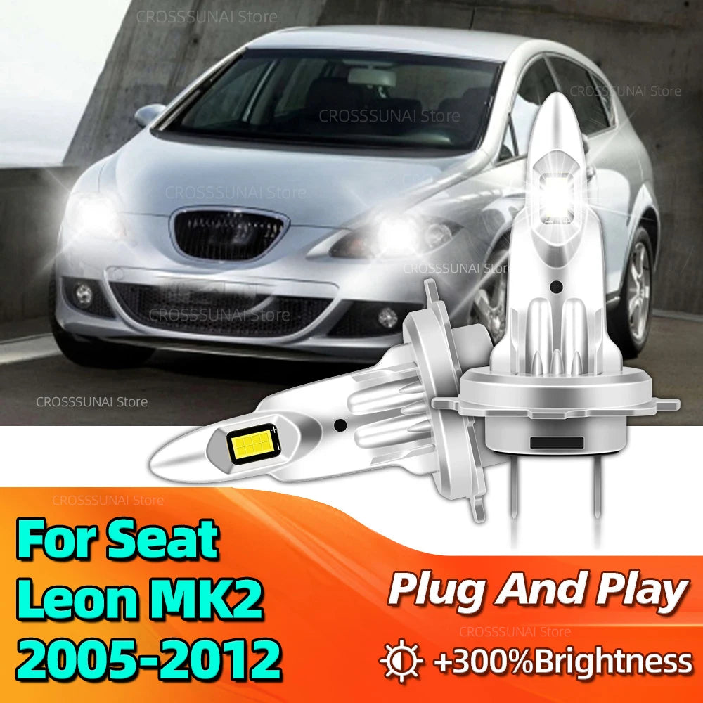 LED Headlight 180W CANBUS Lights Mini Lamp CSP Wireless Car Bulb For Seat Leon MK2 2005 20