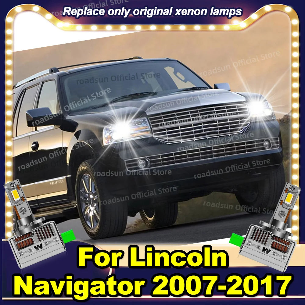 LED Headlights Replace Xenon Lights Turbo Lamp Plug and Play For Lincoln Navigator 2007-20